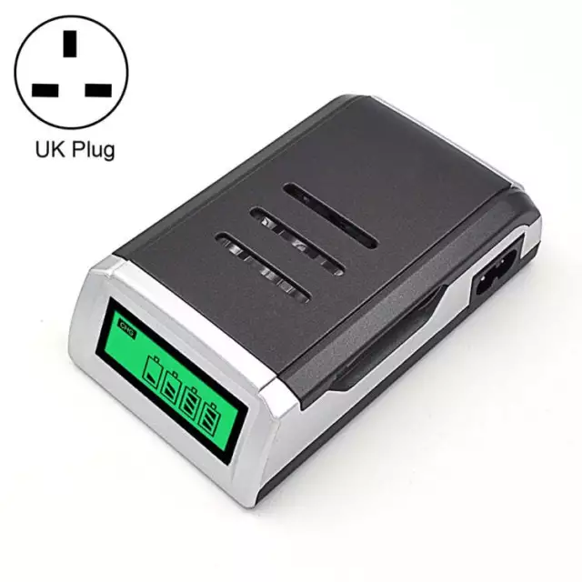 AC 100-240V 4 Slot Battery Charger for AA & AAA Battery, with LCD Display, UK Pl