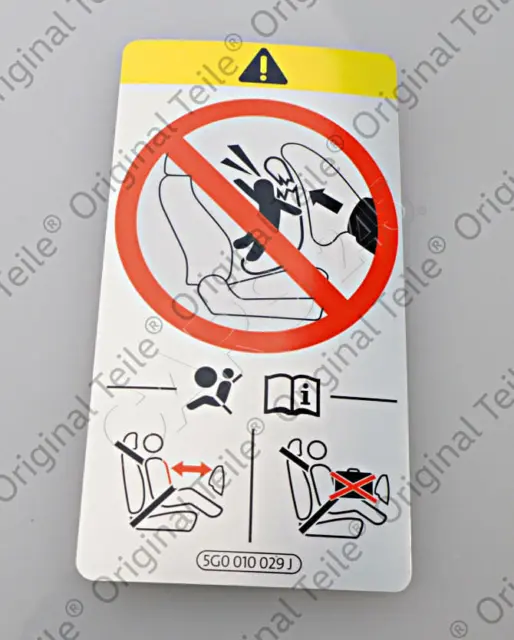 Genuine VW AUDI SKODA Sticker With Pictogram For Child's Seat 5G0010029J