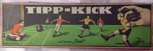 Tipp-Kick Spiel Tischfußball Ausgabe WM 1954 mit Druck 'Torwart "Toni" Turek'