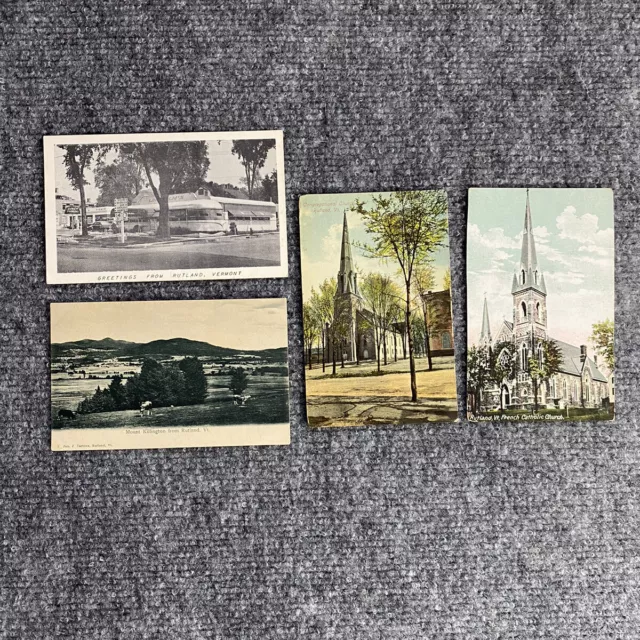 Vintage Rutland Vermont Postcard Lot Of 4 ￼Churches 1910s-50s Mt Killington VT