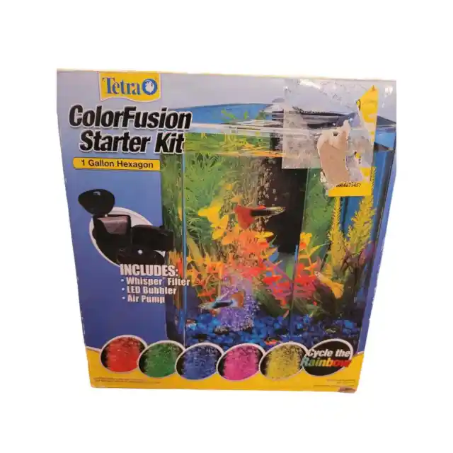 Tetra Color Fusion Starter Kit - 1 Gallon Hexagon Fish Tank