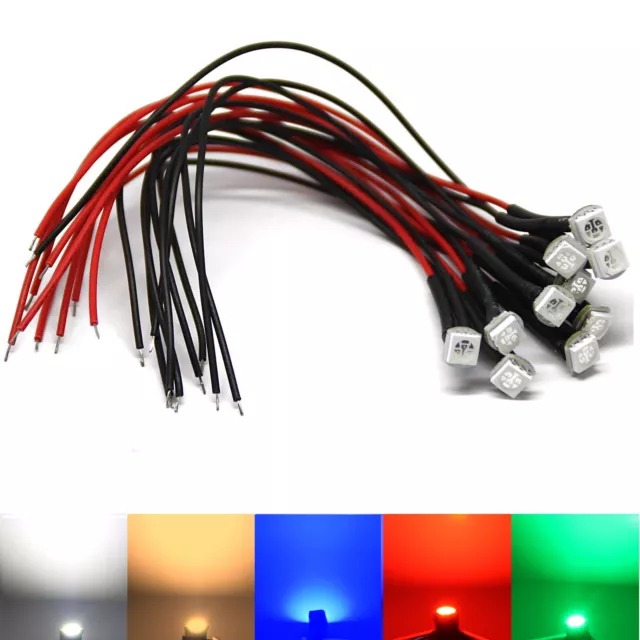 5050 SMD LED mit Kabel Widerstand warmweiß rot grün weiß LED Kabel 12V Volt DC