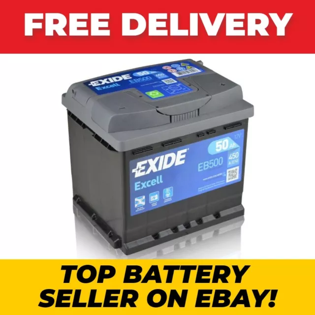 EXIDE EB500 EXCELL CAR BATTERY 50Ah 450A 079SE - 012