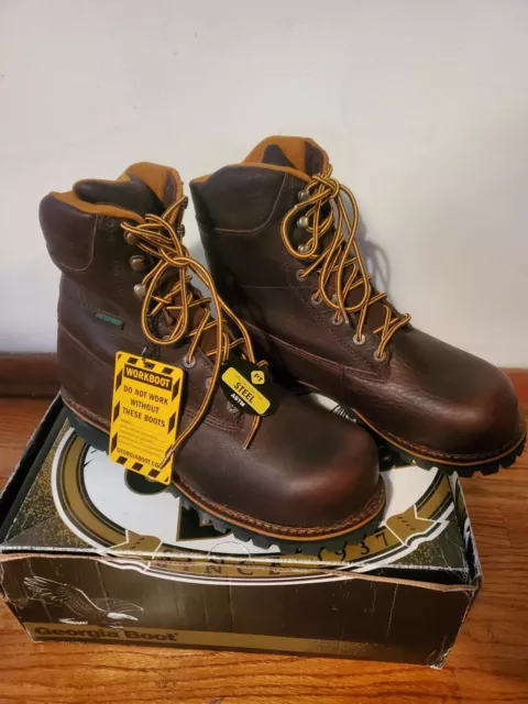 NIB Georgia ASTM Steel Toe Waterproof Insulated Work Boot Mens 11 Vibram Sole