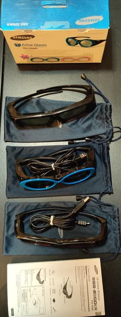 Samsung 3D Active Glasses- 1  Kids,  2 x Adult Pairs- Inc Bags , charger cables