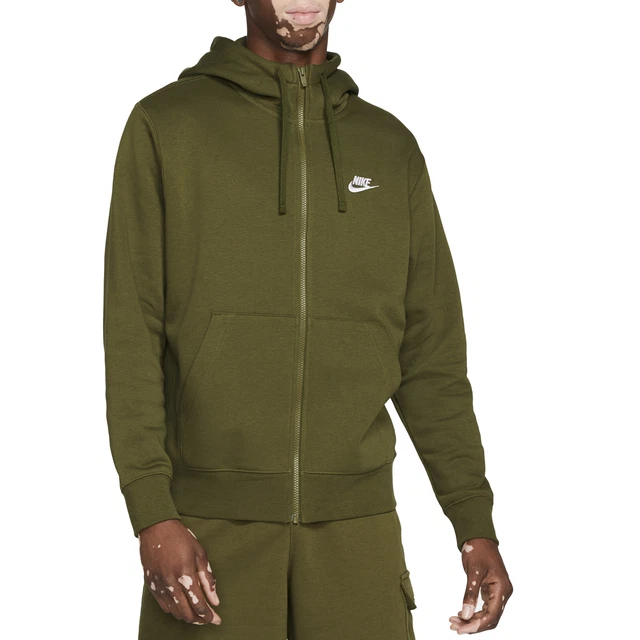Nike Felpa da Uomo con Cappuccio e Full Zip Club Fleece Verde Taglia XL Cod B...