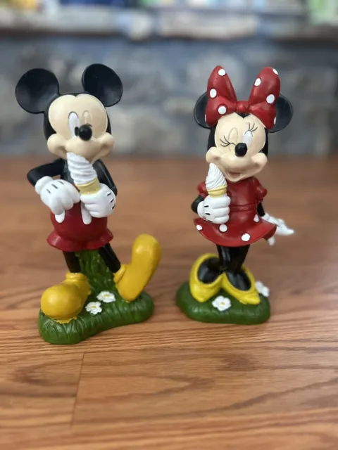 Disney Mickey & Minnie Mouse with Ice Cream Cones Garden Statues Set Of Two ~NEW