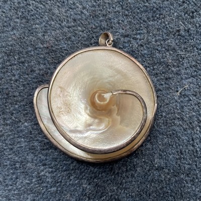 Avoria Per Lei Argento Sterling Gioielli di Forma Ovale Madreperla Ciondolo Vintage R44 
