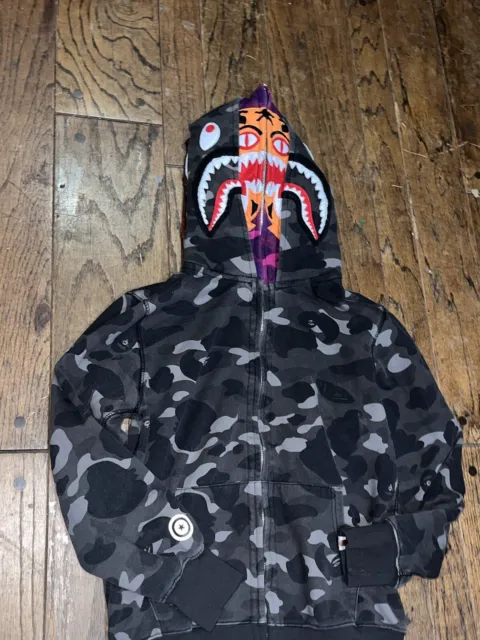 A Bathing Ape BAPE KAWS Double Shark Hoodie Tiger Sweatshirt Camo