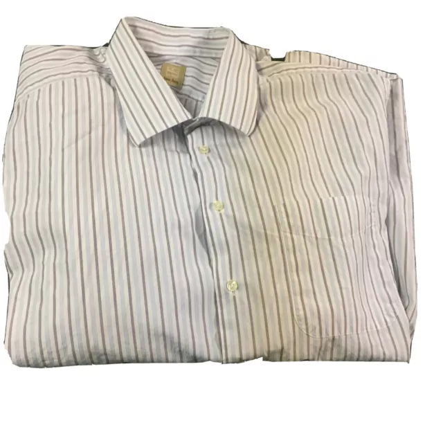 Ike Behar Neiman Marcus Men’s Long Sleeve Dress Shirt Striped Button Down 18-L