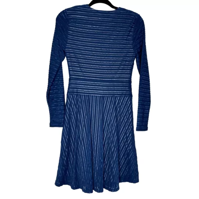 NWT BCBGMAXAZRIA Womans size XS Midnight Blue Tonal - Striped Fit & Flare Dress 2