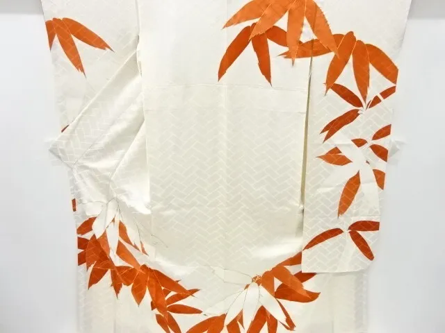 82977# Japanese Kimono / Kimono Furisode / Embroidery / Bamboo Grass