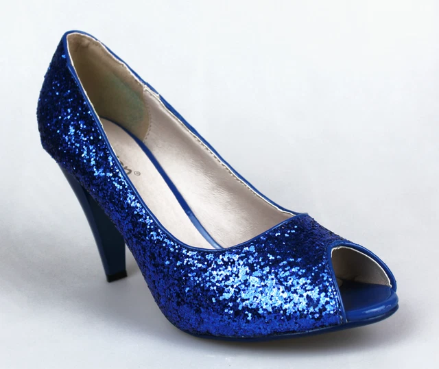 Chaussure Femmes Éscarpins' Sandales Bleu Paiette De Danse Soirée Strass Talon