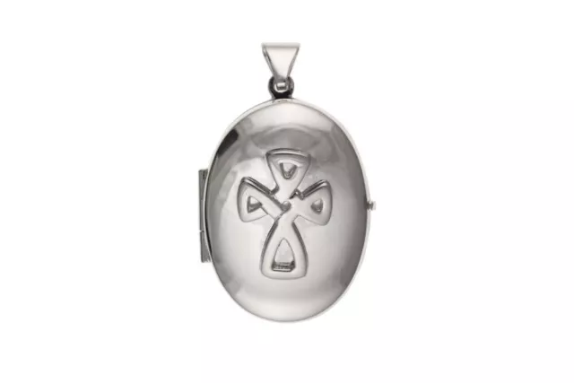 Celtic Cross Oval Locket Sterling Silver