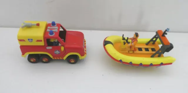 Fireman Sam Die Cast Talking Venus Rescue Vehicle And Neptune Boat  & Figures