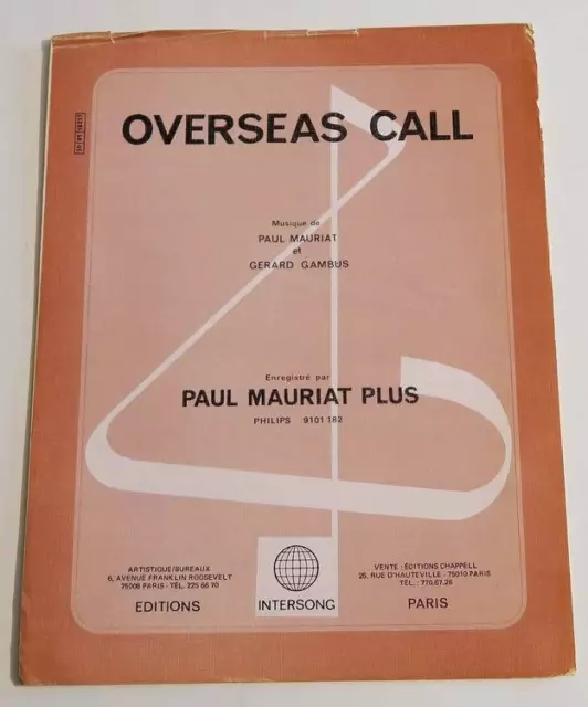 Partition vintage sheet music PAUL MAURIAT PLUS : Overseas Call * 70's Gambus
