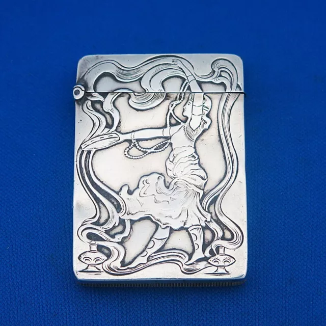 Match safe, gypsy dancer on both sides, sterling, vesta c. 1900 Match safe, gypsy dancer on both sides, sterling, vesta c. 1900