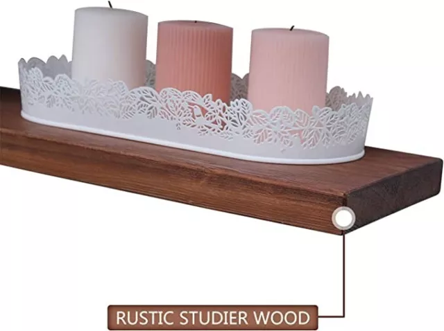 WELLAND Allen 8" Deep Floating Shelves Reclaimed Wood Wall Shelf Rustic Pine