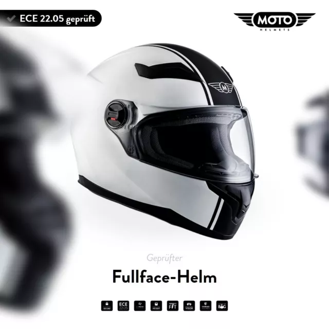 Casque Intégral Jet Scooter ECE Blanc MOTO Helmets X86 Racing White XS S M L XL