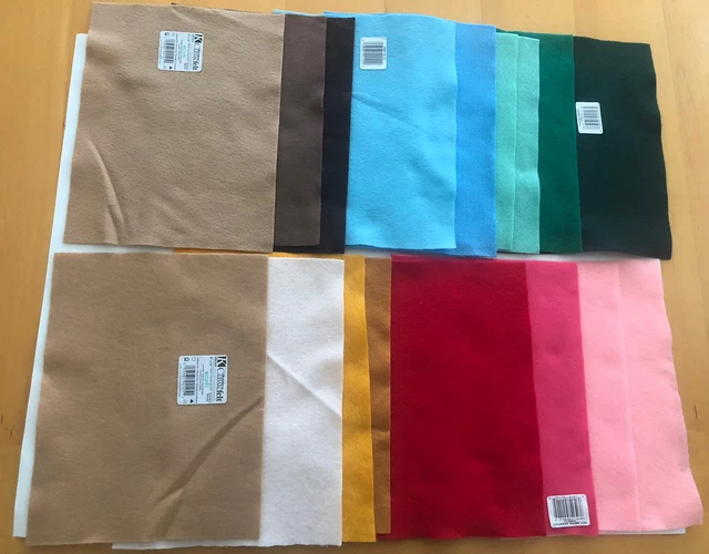 Nuevo sin etiquetas lote de 17 hojas de fieltro de 9"" x 12"" surtidos colores