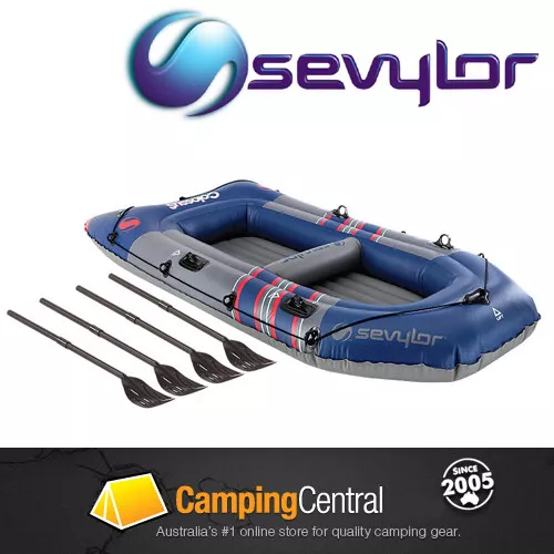 Sevylor Colossus 4P Person Inflatable Boat With Oars Blow Up