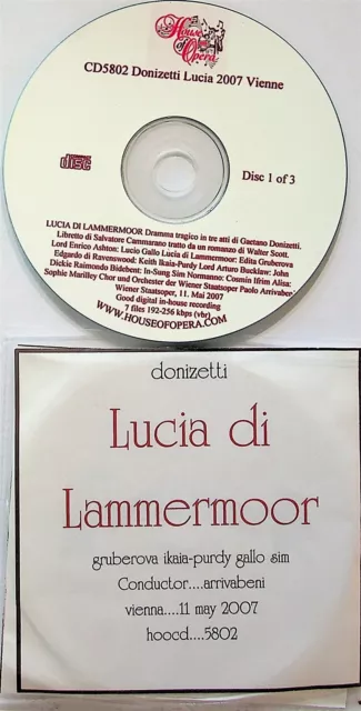 DONIZETTI Lucia di Lammermoor Live 11.5.2007 Arrivabeni 3-CD EDITA GRUBEROVA