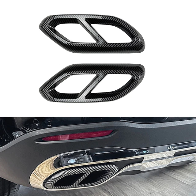 CARBON FIBER LOOK Rear Bumper Exhaust Trim Cover For Benz GLC Class