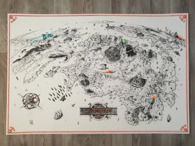 Groene achtergrond plotseling holte JEFF MURRAY GAME Of Thrones Map, Limited Edition Screen Print £150.00 -  PicClick UK