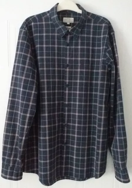 Men's Jack Wills Long Sleeved Checked Shirt - Large - Navy with Red Stripe VGC