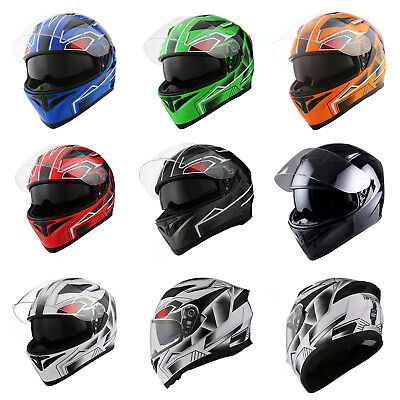 1Storm Motorcycle Full Face Dual Visor Helmet Inner Sun Visor Shield DOT HJK316