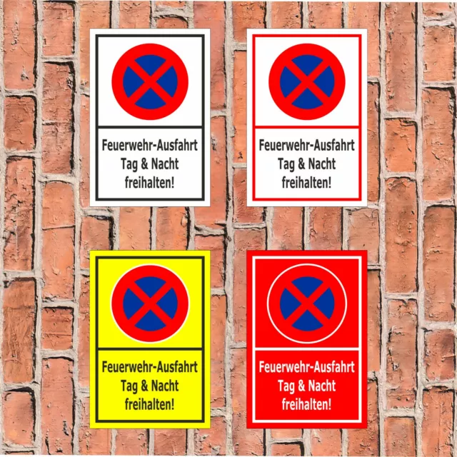 Schild Feuerwehr-Ausfahrt Tag u Nacht freihalten - in 4 Größen - S00350-039