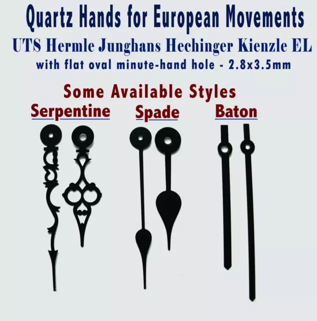 HANDS Pointers for quartz clock UTS Hermle Junghans Hechinger Kienzle, EUROSHAFT