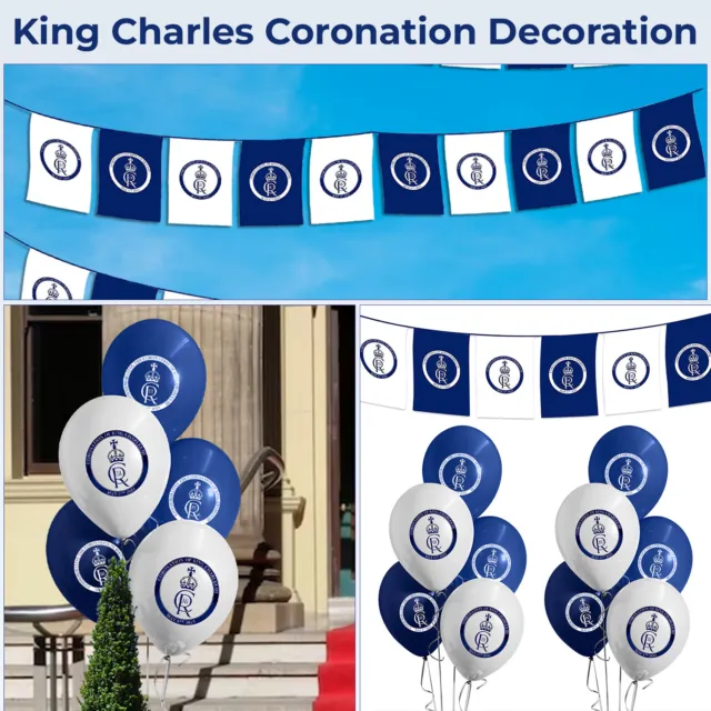 King Charles Oficial Cipher Globos Impresos Guirnalda Banner Para Día Coronación