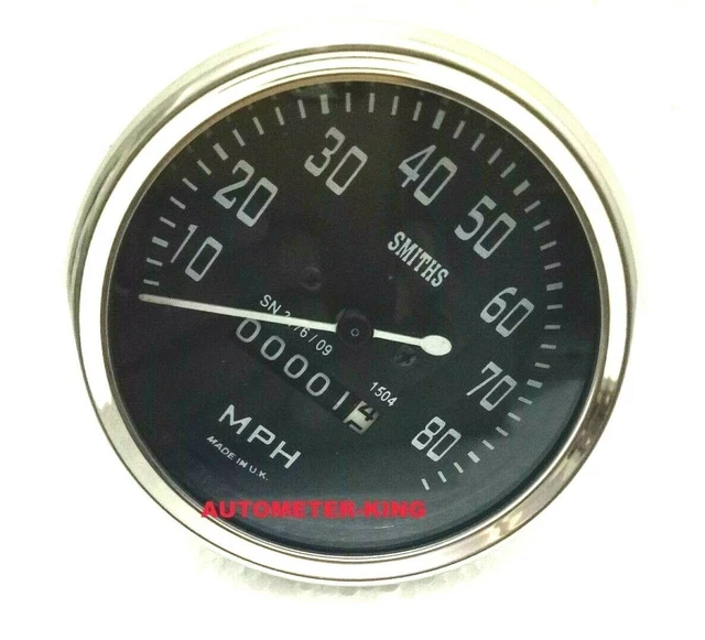 SMITHS REPLICA SPEEDOMETER Royal Enfield Motorcycle 0-80 MPH Black BSA ...
