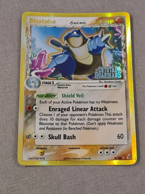 Carte Pokemon Anglaise Blastoise 2/100 Ex Gardiens De Cristal Holo Rare