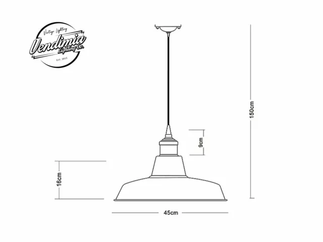 XL Classic Retro Vintage Industrie Fabrik Emaille Schirm Lampenschirm Stahl Anhänger 2
