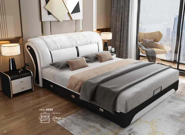 Lit plateforme rembourré Paseo en tissu de cuir végétalien taupe - ... - Brick