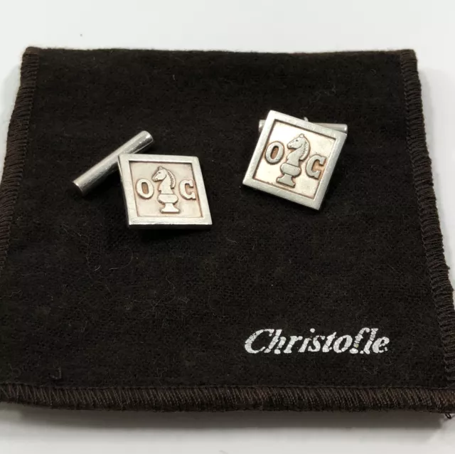 Boutons De Manchette " Maison Christofle " En Argent Massif - 16 Grammes