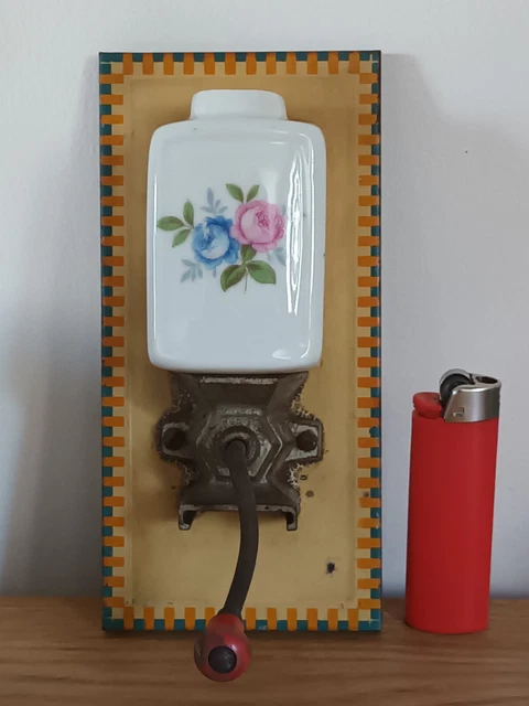 ANCIEN MOULIN A CAFE début XIXe en bois, fer forgé et bol laiton EUR 42