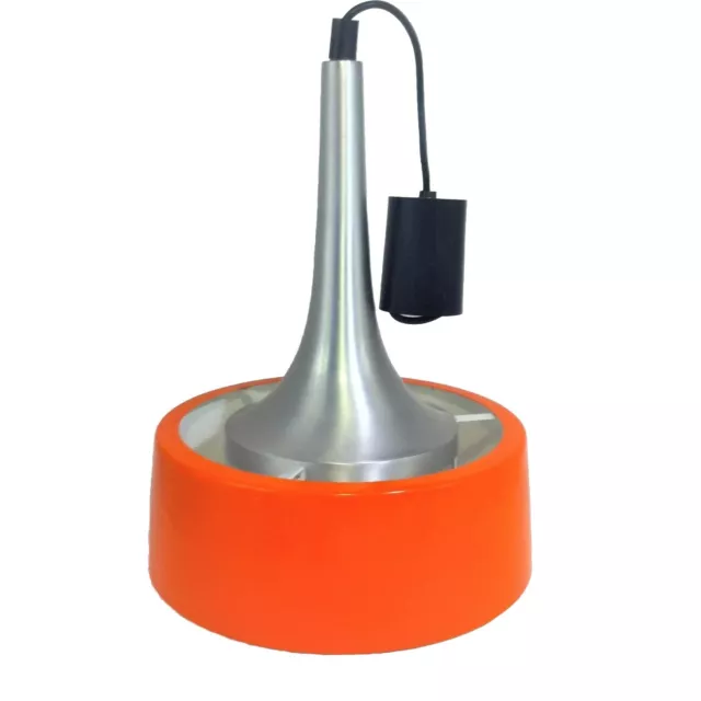 Lustre Suspension Fog & Morup En Aluminium Brossé Et Orange Vintage Scandinave