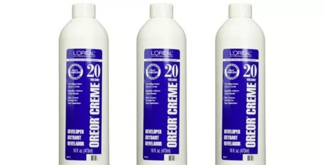 BL Loreal Oreor Creme 20 Volume Developer 16 oz - THREE PACK