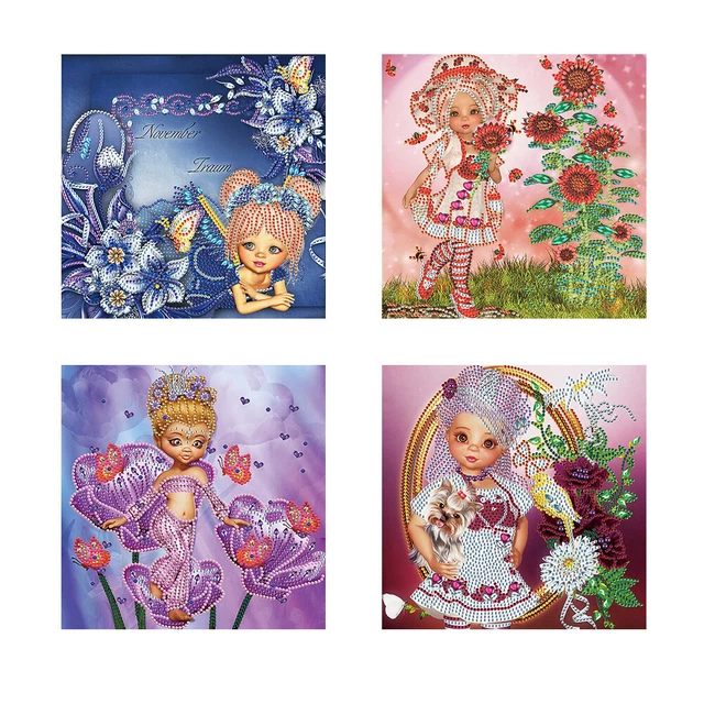 5D DIY Partial Drill Sepcial Shape Cartoon Girl Rhinestone Diamond Drawing Kit