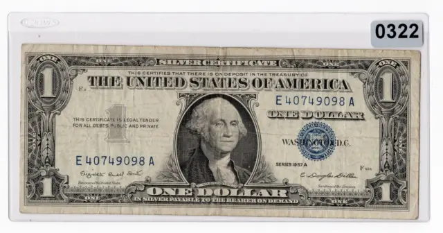1957 A $1 Dollar Silver Certificate Note One Bill Blue Seal - Circulated