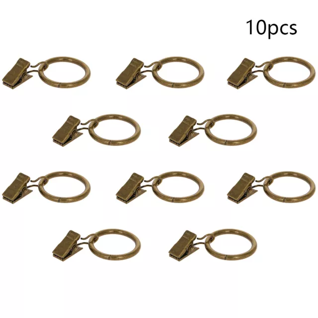 3.5x25mm Iron Strong Metal Curtain Pole Rod Rings Hooks With Eyes Clips Bronze