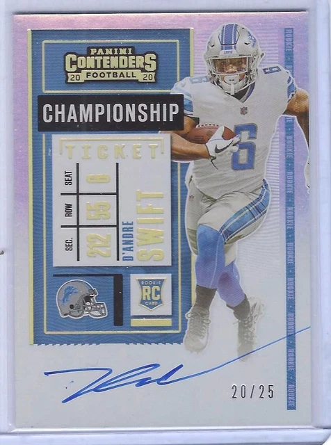 Dandre Swift 2020 Panini Contenders Championship Ticket Variation Auto Rc #D /25