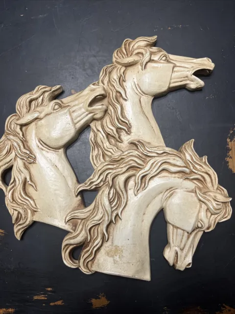 Vintage three horse head wall art
