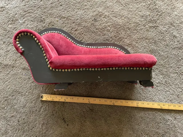 Vintage Antique Salesman Sample Miniature Doll Size Chaise Lounge Fainting Couch