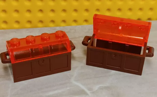 LEGO Nexo Treasure Chest Lot of 2 Trans Orange Lid Wooden Box Pirates Loot