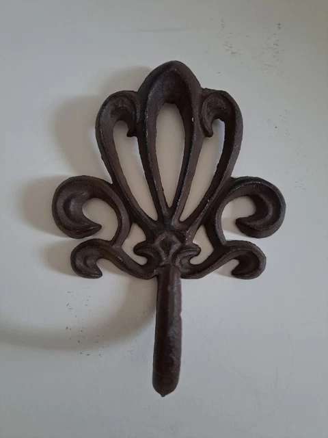 Antique Cast Iron Wall Hooks Brown Decorative Coat Hat Towel Hanging Vintage