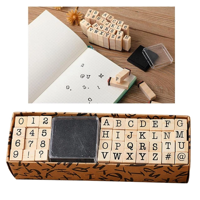 40x Holzstempel Im Vintage Stil, Zahlen, Alphabet, Buchstaben, Mehrzweck 3